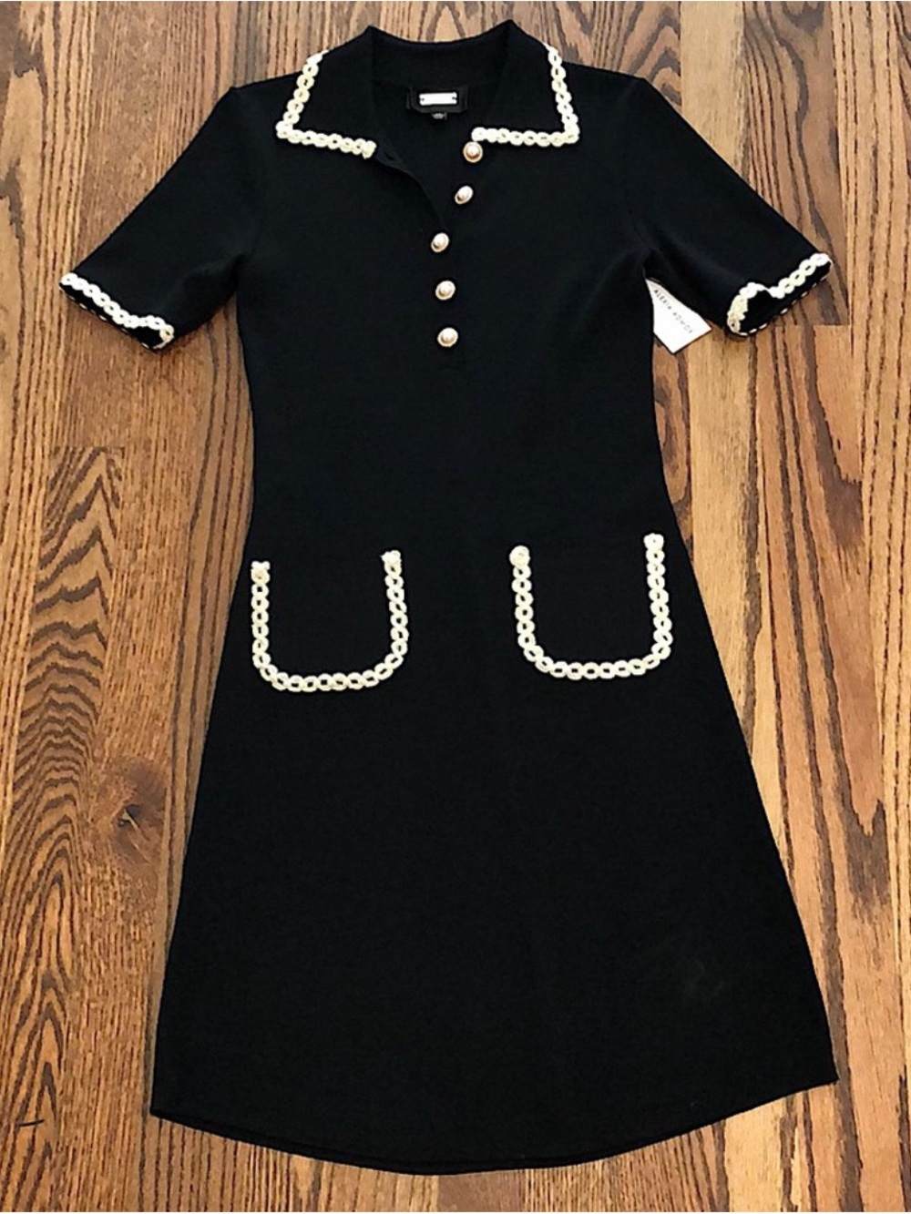 Alexia Admor Black Midi Dress with Cream Trim